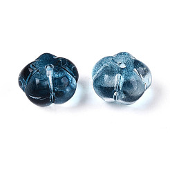 透明なガラスの花ビーズ  ツートン  プルシアンブルー  6x10x10mm  穴：0.9~1mm&nbsp;GLAA-T030-04G