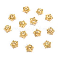 チベット風合金ビーズキャップ  5花びら  ゴールドカラー  カドミウムフリー＆鉛フリー  7.5x3mm  穴：2mm&nbsp;LS-K08A7011