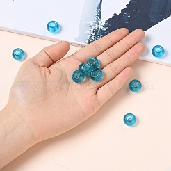 ガラスヨーロピアンビーズ  大穴ビーズ  ロンデル  ディープスカイブルー  15x10mm  穴：5mm&nbsp;X-GDA006-003