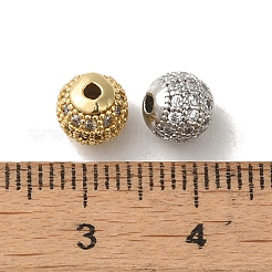 真鍮製キュービックジルコニアビーズ  カドミウムフリー＆鉛フリー  ラウンド  ミックスカラー  6mm  穴：1.5mm&nbsp;ZIRC-F001-02-6MM
