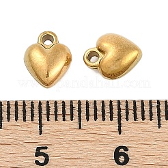 イオンプレーティング（IP）304ステンレススチールチャーム  18KGP本金メッキ  ハート  8x6x4mm  穴：1mm&nbsp;STAS-R135-01G-01
