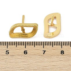真鍮製スタッドピアスパーツ  トレイ付き  ラックめっき  長持ちメッキ  葉  ゴールドカラー  トレイ：16x9.5mm  17x9.5mm  ピン：13x1mm&nbsp;KK-F891-06G