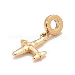 304ステンレススチール製ヨーロピアンダングルチャーム  大穴ペンダント  飛行機  ゴールドカラー  28.5mm  穴：4mm  飛行機：19x15x4mm&nbsp;STAS-I194-21G