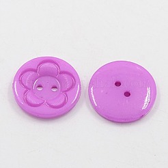 服装デザイン用アクリル縫い付け用ボタン  プラスチックボタン  2穴  染め  花柄とフラットラウンド  ミックスカラー  25x4mm  穴：2mm&nbsp;X-BUTT-E083-A-M
