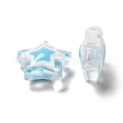 エナメルビーズ付きガラス  スター  ディープスカイブルー  12~13x12~13x6~6.5mm  穴：0.9~1.2mm&nbsp;LAMP-M011-01A