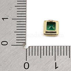 真鍮パヴェキュービックジルコニアカボション  正方形  多面カット  後ろ向き  ラックめっき  長持ちメッキ  カドミウムフリー＆鉛フリー  18KGP本金メッキ  グリーン  5.5x5.5x3mm&nbsp;CU-CBA30E8-05G-04