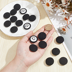アルミベースボタン付き布20枚  フラットラウンド  ブラック  26x10.5mm  穴：3.3x2mm&nbsp;BUTT-NB0001-77D