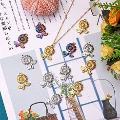 15個3色304ステンレスペンダント  ひまわりチャーム  ミックスカラー  26x18x2.5mm  穴：2mm  5個/カラー&nbsp;STAS-SZ0002-81