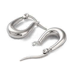 変色しない304ステンレススチール製オーバルフープピアス（女性用）  ステンレス鋼色  19x13x4.5mm&nbsp;EJEW-P234-09P