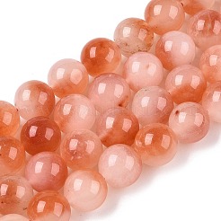 染め加工天然石ホワイトジェイドビーズ連売り  ツートン  ラウンド  ライトサーモン  10x10mm  穴：1mm  約38~39個/連  14.96~15.6''（38~39センチメートル）&nbsp;G-T138-10mm-210-29