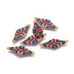 MIYUKI＆TOHO手作り日本のシードビーズリンク  織機模様  菱形  カラフル  32.5~33x12.6~13x1.7~1.8mm  穴：1.2~1.4mm&nbsp;SEED-E004-I24