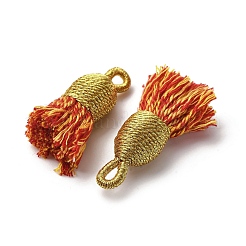 綿のタッセルのペンダント  ポリエステルと  ミックスカラー  32~37x11~12mm  穴：2x4.5mm&nbsp;FIND-D302-02