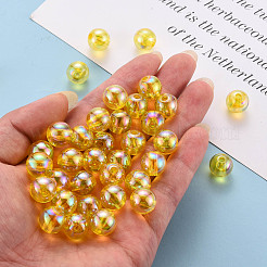 透明なアクリルビーズ  ABカラーメッキ  ラウンド  きいろ  12x11mm  穴：2.5mm  約566個/500g&nbsp;MACR-S370-B12mm-717