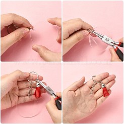 DIY ブランク ビニール チャーム キーホルダー メイキング キット  アイアンスプリットキーリング付き  アクリル ディスク & フェイクスエード タッセル ペンダント  ミックスカラー  120個/袋&nbsp;DIY-CJ0002-19