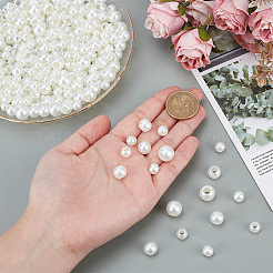 300 個 3 スタイル ABS プラスチック模造パールビーズ  乳白色  8~11.8x6.5~9.5mm  穴：3.6~5.8mm  100個/スタイル&nbsp;KY-NB0001-72