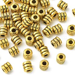 チベット風合金スペーサービーズ  鉛フリー＆カドミウムフリー  コラム  アンティーク黄金  4x4mm  穴：2mm&nbsp;PALLOY-YW0001-75