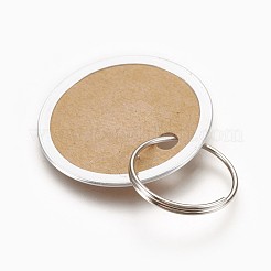 アルミ製ペンダント  紙と鉄のキーホルダー留め金付き  フラットラウンド  プラチナ  ペルー  31x1mm  リング：19x1mm  穴：17mm&nbsp;FIND-WH0025-01