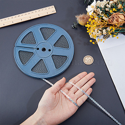 フラットラウンドいペット用スパンコールリボン  スパンコールトリム  衣類アクセサリー  銀  5mm  約100ヤード/ロール&nbsp;OCOR-CY0004-68B-02