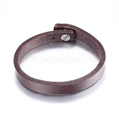 レザーコードブレスレット  合金の留め金付き  ミックスカラー  8-1/4インチ（213mm）x10mm&nbsp;BJEW-P099-13