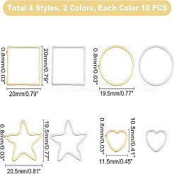80個 8スタイル 304ステンレススチール リンキングリング  混合図形  ミックスカラー  10個/スタイル&nbsp;STAS-UN0018-39