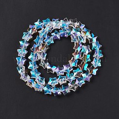 カット加工ガラスビーズ連売り  透明  スター  13x13.5x7mm  穴：1mm  約60個/連  27.17''（69センチメートル）&nbsp;EGLA-E030-01D
