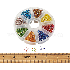 11/0ツーカットラウンド穴ガラスシードビーズ  六角  銀並ぶ  虹メッキ  ミックスカラー  2x2mm  穴：0.5mm&nbsp;SEED-YS0001-01