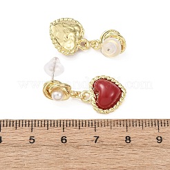 バレンタインデー用合金＆樹脂製スタッドピアス  ゴールドカラー  ハート  26.5~27x13mm&nbsp;EJEW-T055-01A