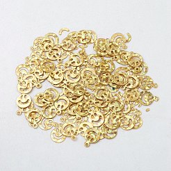 オーナメントアクセサリープラスチック製スパンコール/スパンコールビーズ  笑顔  ゴールド  8x6x0.1mm  穴：0.8mm&nbsp;PVC-E001-13-LS01