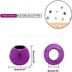 マットスプレー塗装アクリルヨーロッパビーズ  大穴ビーズ  ロンデル  ミックスカラー  12x10mm  穴：6mm  8色  27個/カラー  216個/箱&nbsp;ACRP-NB0001-03