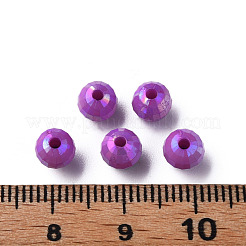 不透明なアクリルビーズ  ABカラーメッキ  多面カット  ラウンド  暗い蘭  6x5.5mm  穴：1.5mm  約4800個/500g&nbsp;MACR-S371-135-I07