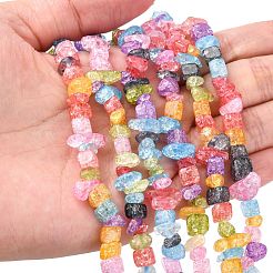 合成クラックルクォーツチップビーズ連売り  ミックスカラー  5~8x5~8mm  穴：1mm  約32インチ&nbsp;X-G-L154-24