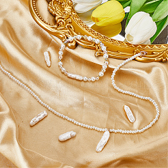 天然ケシパールビーズ6個  養殖淡水パール  ナゲット  貝殻色  15~34x6~12x4~7mm  穴：0.6mm&nbsp;PEAR-SC0001-25