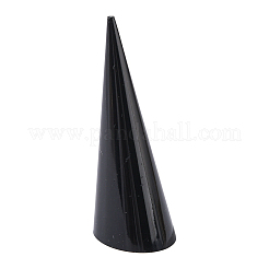 アクリルオリジナルガラスリング指輪ディスプレイスタンド  コーン  ブラック  25.5x69mm&nbsp;X-RDIS-F002-01