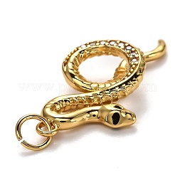真鍮マイクロパヴェクリアキュービックジルコニアペンダント  長持ちメッキ  丸カン付き  ヘビ  18KGP本金メッキ  27.5x14.5x4.5mm&nbsp;KK-B028-08G
