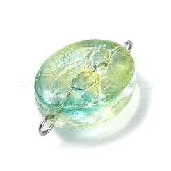 ガラスコネクタチャーム  鉄の二重ループ付き  オーバルリンク  ミックスカラー  プラチナ  25x18x8.5mm  穴：1.8mm&nbsp;PALLOY-JF02472-01