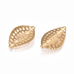 304ステンレスペンダント  葉  ゴールドカラー  18x11x2.2mm  穴：0.8mm&nbsp;STAS-D233-14G