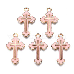 合金エナメルチャーム  クロス  ライトゴールド  ミックスカラー  25x14x2mm  穴：1.8mm&nbsp;ENAM-S121-059-A