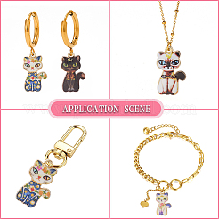 40 個 8 スタイルラックメッキ合金ペンダント  印刷  鉛フリー＆カドミウムフリー＆ニッケルフリー  猫のチャーム  ライトゴールド  ミックスカラー  23x14x2mm  穴：1.6mm  5個/スタイル&nbsp;ENAM-CJ0004-89