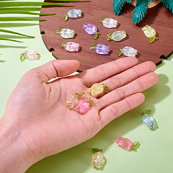 16個8色プラスチックペンダント  花のチャーム  金合金ループ付き  ミックスカラー  22x15.5x7mm  穴：1.4mm  2個/カラー&nbsp;KY-TA0001-60