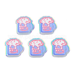 透明プリント アクリル カボション  カップ  コーンフラワーブルー  21.5x20x2.5mm&nbsp;TACR-N016-28