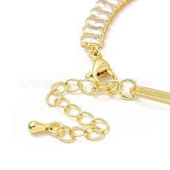 キュービックジルコニアテニスブレスレット  本物の 18k ゴールド メッキ ラック メッキ 真鍮 ペーパークリップ チェーン ジュエリー 女性用  鉛フリー＆カドミウムフリー  長持ちメッキ  透明  7インチ（17.7cm）&nbsp;BJEW-A132-17G-02