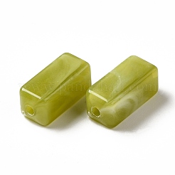 透明なアクリルビーズ  天然石風  直方体の  ツートン  オリーブ  13.5x5.5x5.5mm  穴：1.6mm  約：1150個/ 500 G&nbsp;OACR-Z005-13C