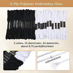 クロスステッチ用ポリエステル刺繍糸  6層刺繍糸  diyの友情のブレスレットの文字列.  ミックスカラー  0.5mm  約8.75ヤード（8m）/かせ  2色  12 かせ/色  24 かせ/セット&nbsp;SENE-CY0001-07A