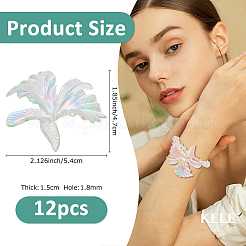 12 個の UV メッキ透明アクリルビーズ  鳳凰の花  クリアAB  47x54x15mm  穴：1.8mm&nbsp;MACR-FH0001-27