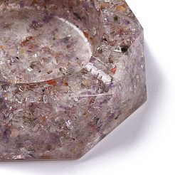 天然他の石英チップストーン灰皿と樹脂  樹脂と  ホームオフィスの卓上装飾  八角形  103x98x26mm  内径：60mm&nbsp;DJEW-F015-07D