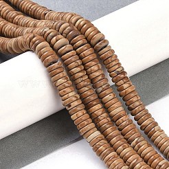 天然石ピクチャージャスパービーズ連売り  ロンデル  6~6.5x2~2.5mm  穴：1mm  約181~191個/連  15.16~15.35''（38.5~39.1センチメートル）&nbsp;G-Q159-B06-01