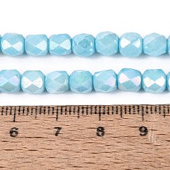 変色防止電気メッキガラスビーズ連売り  バレル  天然石風  ファセット(18ファセット)  空色  5.5~6x5.5~6x5.5~6mm  穴：1mm  約62~64個/連  13.78~14.17インチ（35~36cm）&nbsp;GLAA-N057-6mm-09