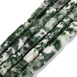 天然グリーンスポットジャスパービーズ連売り  六角柱  5~7.5x3.5~4.5mm  穴：0.6~0.8mm  約57~64個/連  14.76~15.55インチ（37.5~39.5cm）&nbsp;GG-N002-01A-28