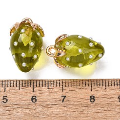 樹脂チャーム  ストロベリーチャーム  合金と  ゴールドカラー  ミックスカラー  21x12.5x12mm  穴：1.5mm&nbsp;FIND-C096-01G