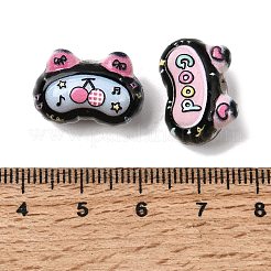 エンボス加工された不透明なアクリルビーズ  猫  ミックスカラー  13x19x10.5mm  穴：2mm&nbsp;OACR-Z039-08